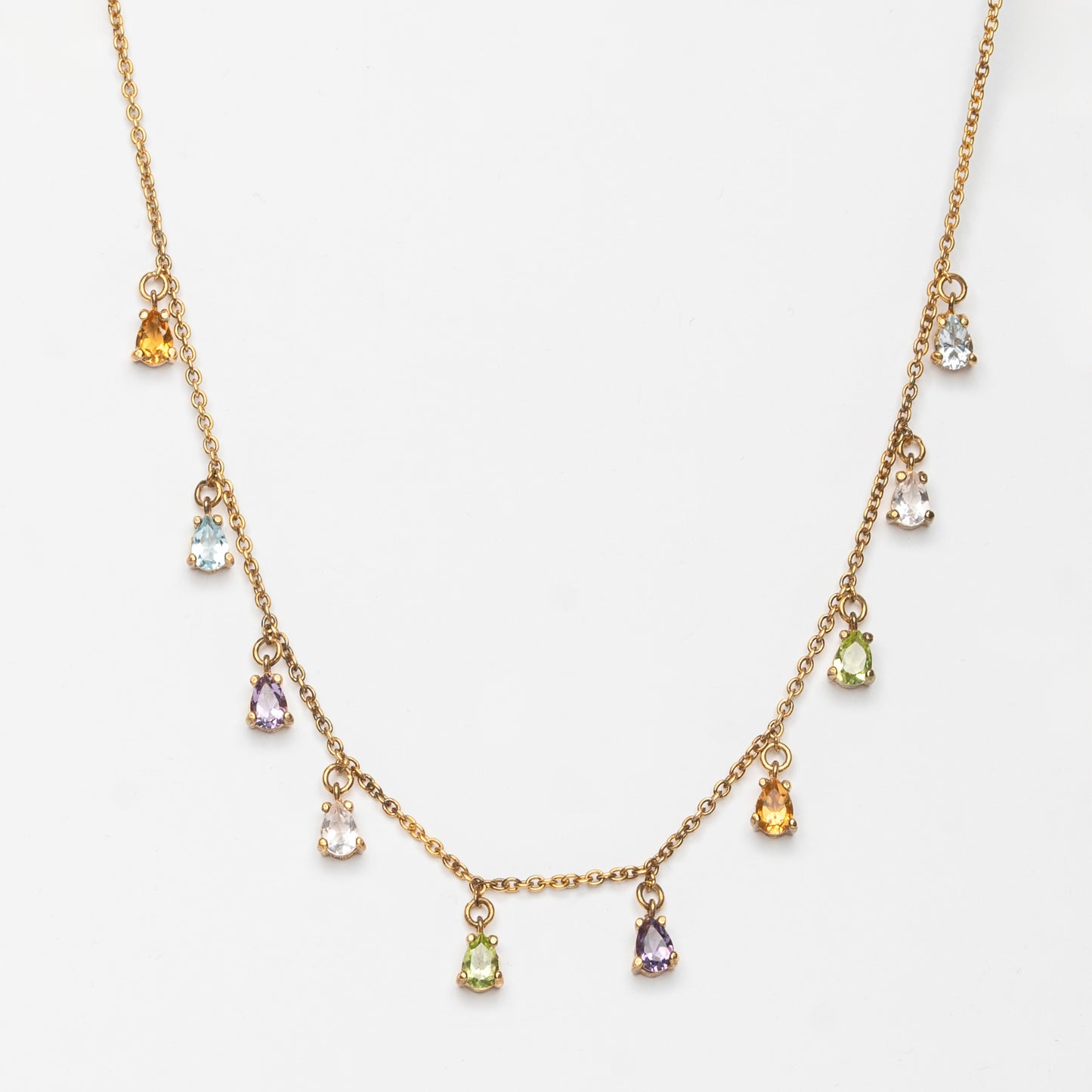 Collanina Drops in oro con pendenti a goccia colorati – gioiello minimal con pietre naturali by Aduna Jewels