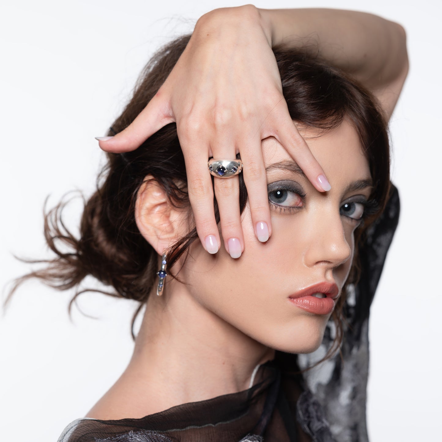 STARDUST - silver ring with iolite stone