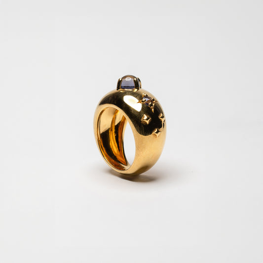 STARDUST - fedona in oro con pietra iolite