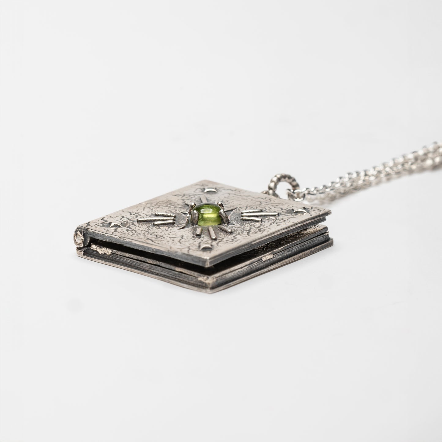 SECRET MEMORY - photo book pendant with green peridot stone