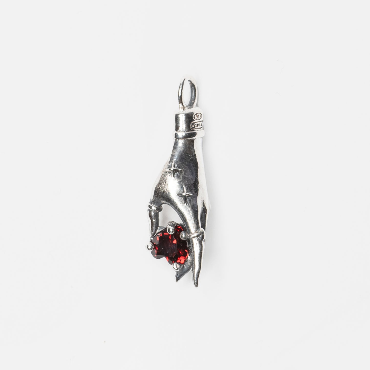 LOVE - Hand pendant with red garnet heart stone