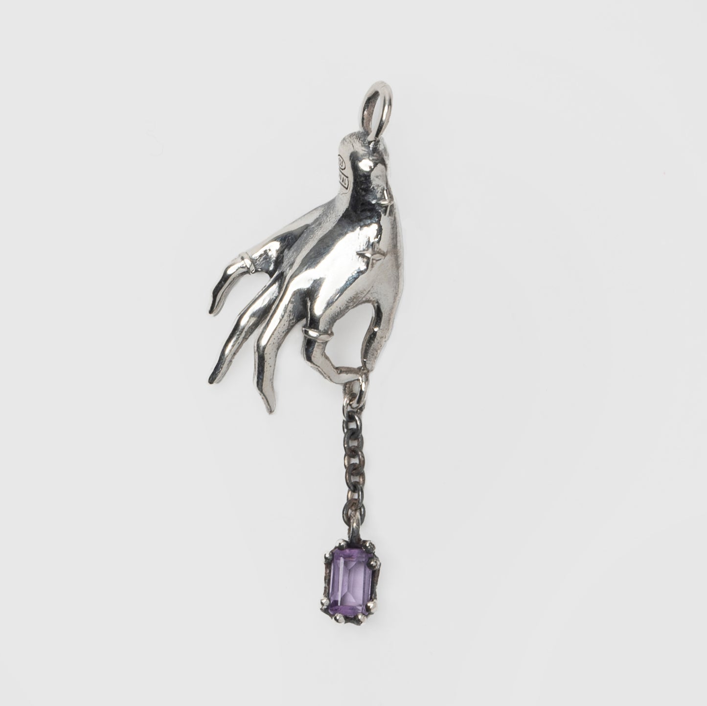 PSICHE - pendente mano pietra ametista viola