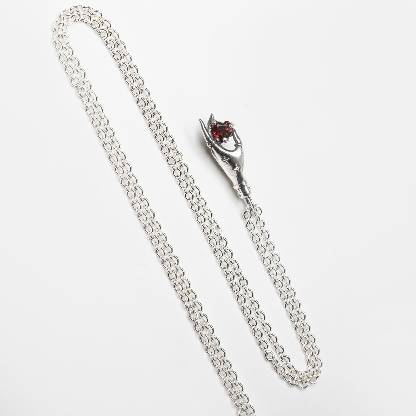LOVE - Hand pendant with red garnet heart stone