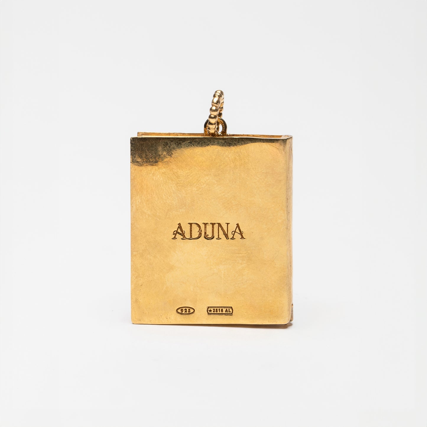 SECRET MEMORY - pendente libro porta foto in oro con pietra onice nera
