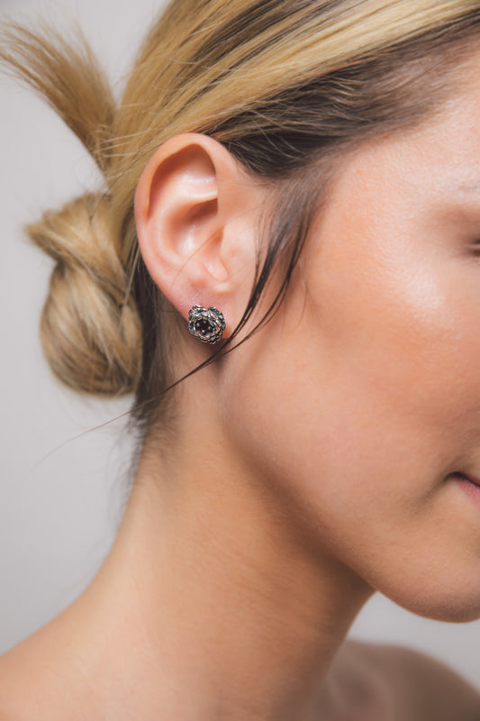 PEONY - orecchini peonia con pietra onice