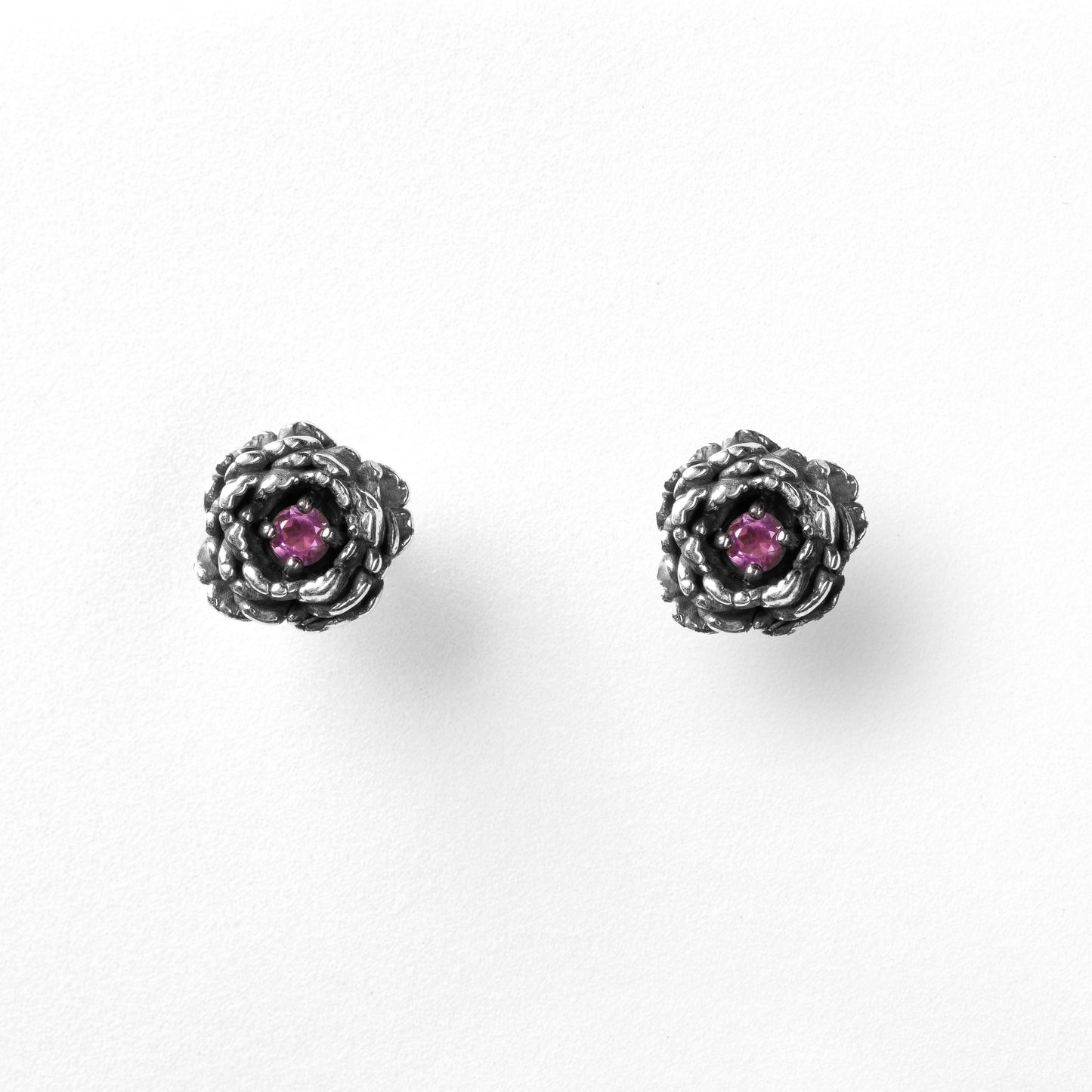Orecchini Peony in ametista viola con montatura in argento – design floreale raffinato, gioielli artigianali Aduna Jewels