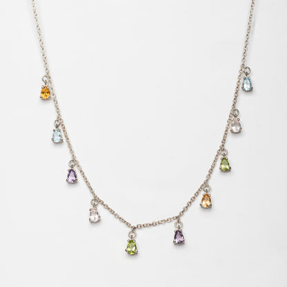 Collanina Drops in oro con pendenti a goccia in pietre naturali colorate – gioiello minimal artigianale Aduna Jewels