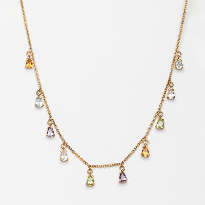 Collanina Drops in oro con pendenti a goccia colorati – gioiello minimal con pietre naturali by Aduna Jewels