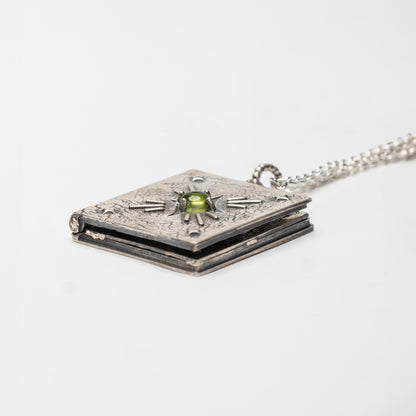SECRET MEMORY - photo book pendant with green peridot stone