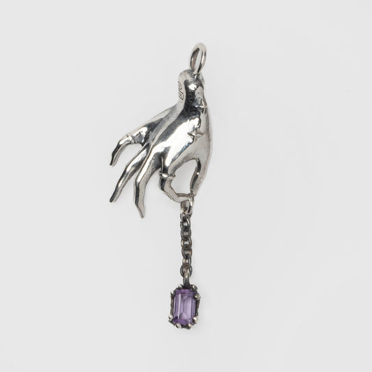 PSICHE - pendente mano pietra ametista viola