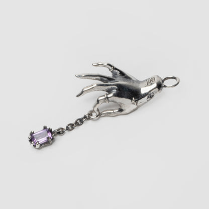 PSICHE - pendente mano pietra ametista viola