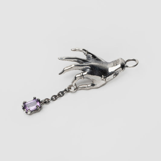 PSICHE - pendente mano pietra ametista viola