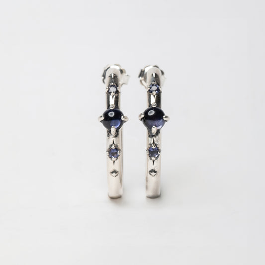 STARDUST - hoop earrings with iolite stone