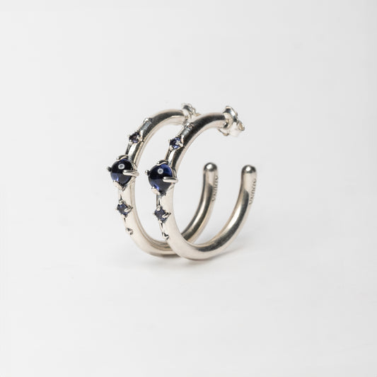 STARDUST - hoop earrings with iolite stone