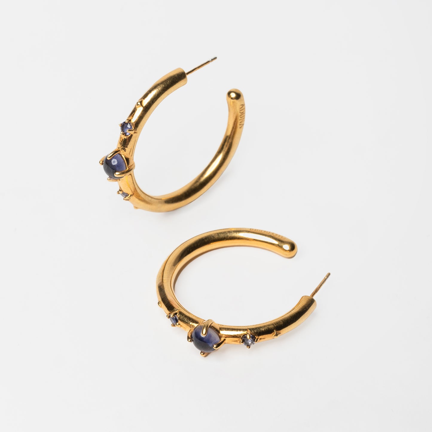 STARDUST - gold hoop earrings with iolite stone