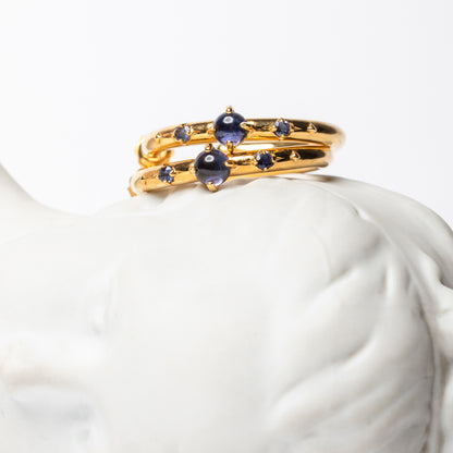 STARDUST - gold hoop earrings with iolite stone